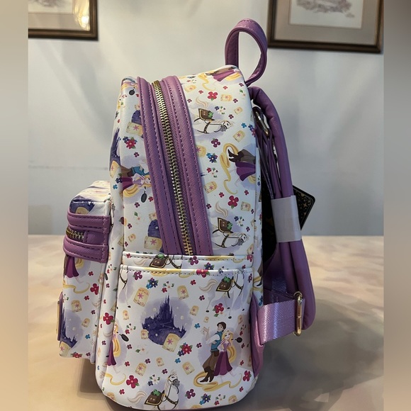 Disney Tangled Rapunzel Flynn Ryder And Maximus All-Over Print Mini Backpack - Picture 4 of 7